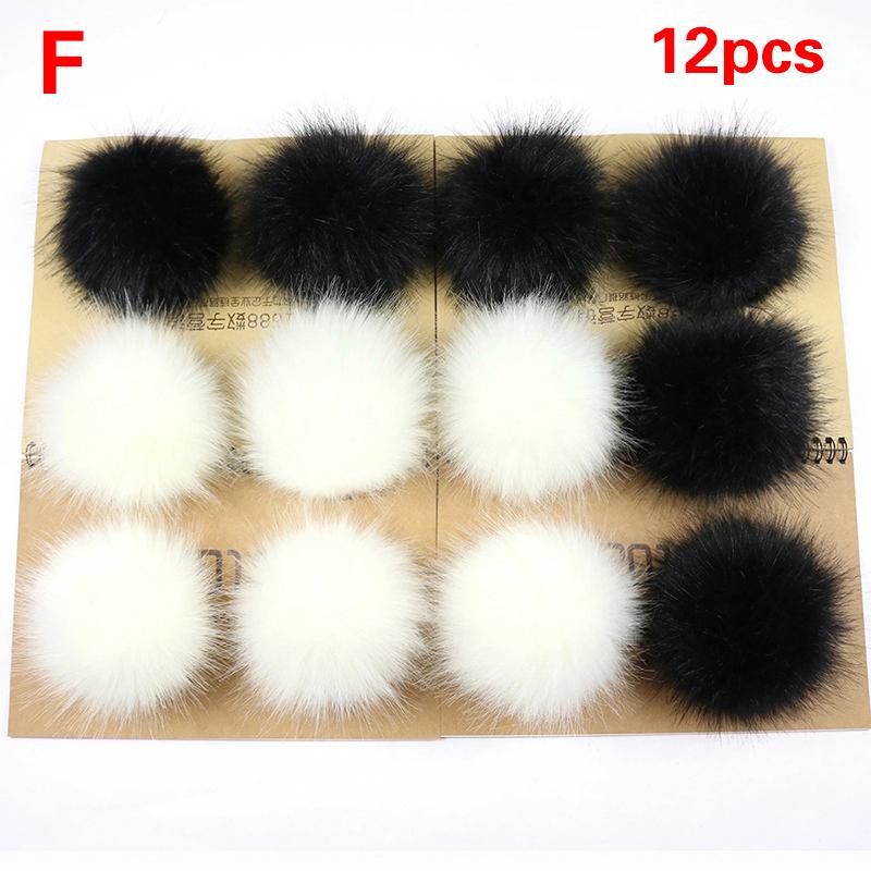 12 шт. 8 см Разноцветные искусственные меховые помпоны для шапки, помпоны из искусственного лисьего меха для обуви, DIY, ручная работа, аксессуары для шапок и одежды
