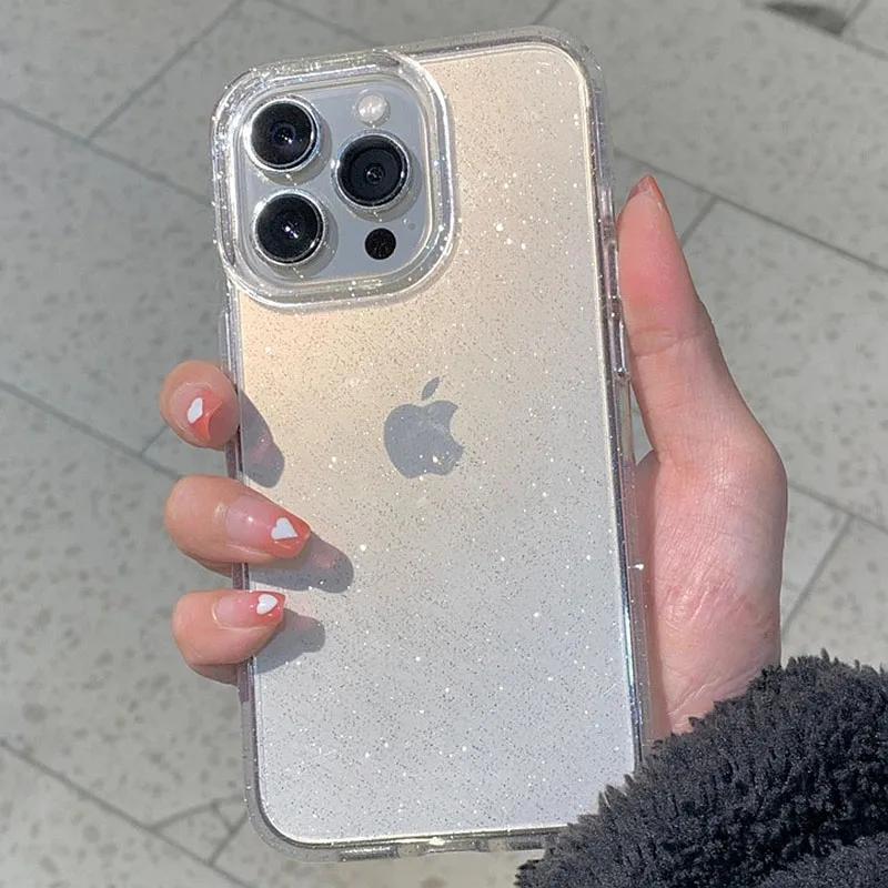 Роскошный блестящий прозрачный чехол для телефона со стразами для iPhone 17 Air 16 15 14 Plus 11 Pro Max Ударопрочный мягкий прозрачный чехол Funda