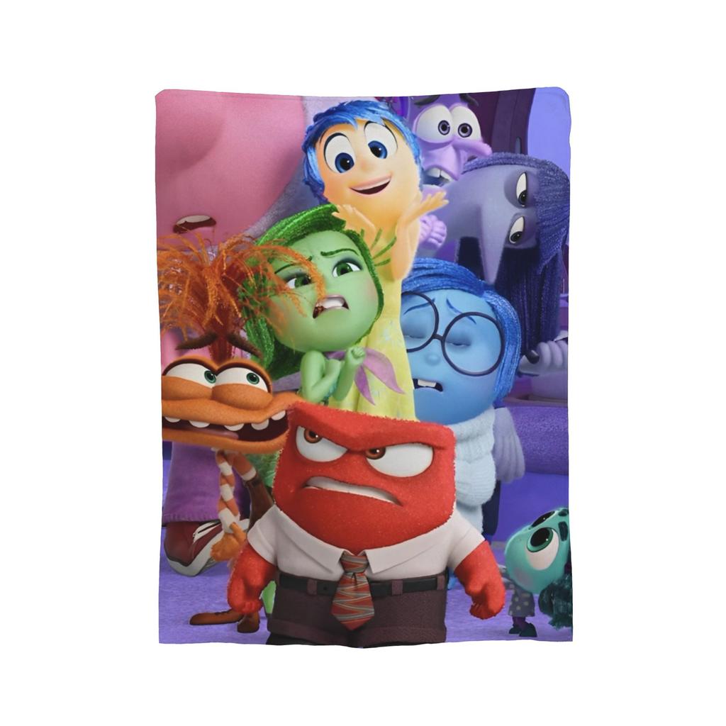 Inside Out Wool Blanket Cartoon Action Comedy Funny Throw Blankets for Sofa Bedding Lounge 125*100cm Rug Piece,