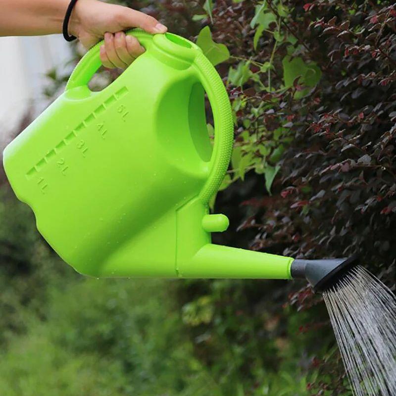 Platsic Watering Can, 5L, Watering Can Garden Watering Pot with Detachable Shower Head for Indoor Outdoor Plants, Blue, Green