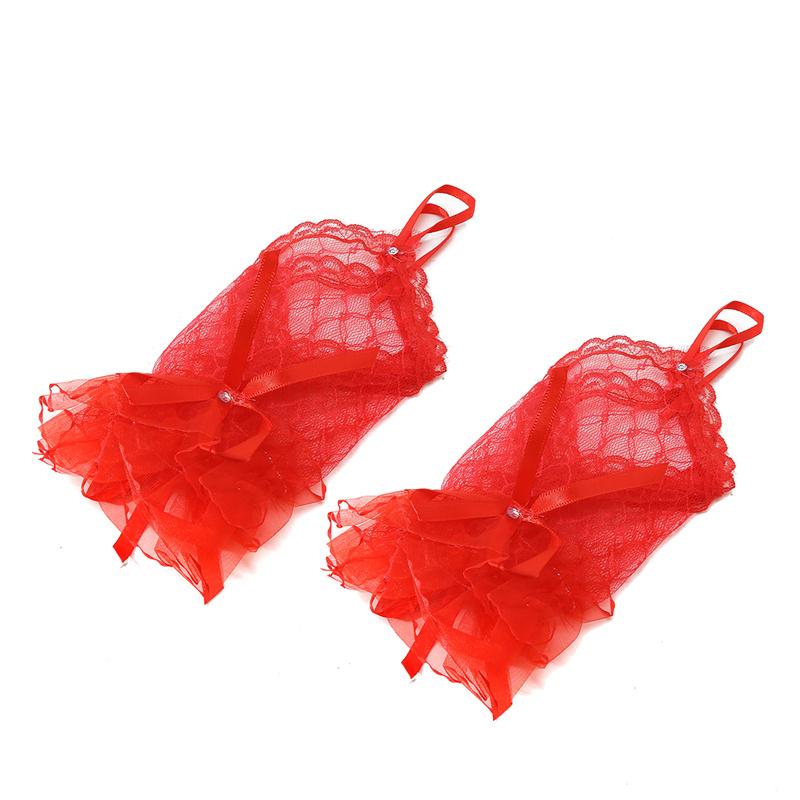 Gothic Short Black Gloves Female Lace Bridal Wedding Halloween Lolita Dress Net Gauze Bow Hand Sleeve Fishnet Gloves