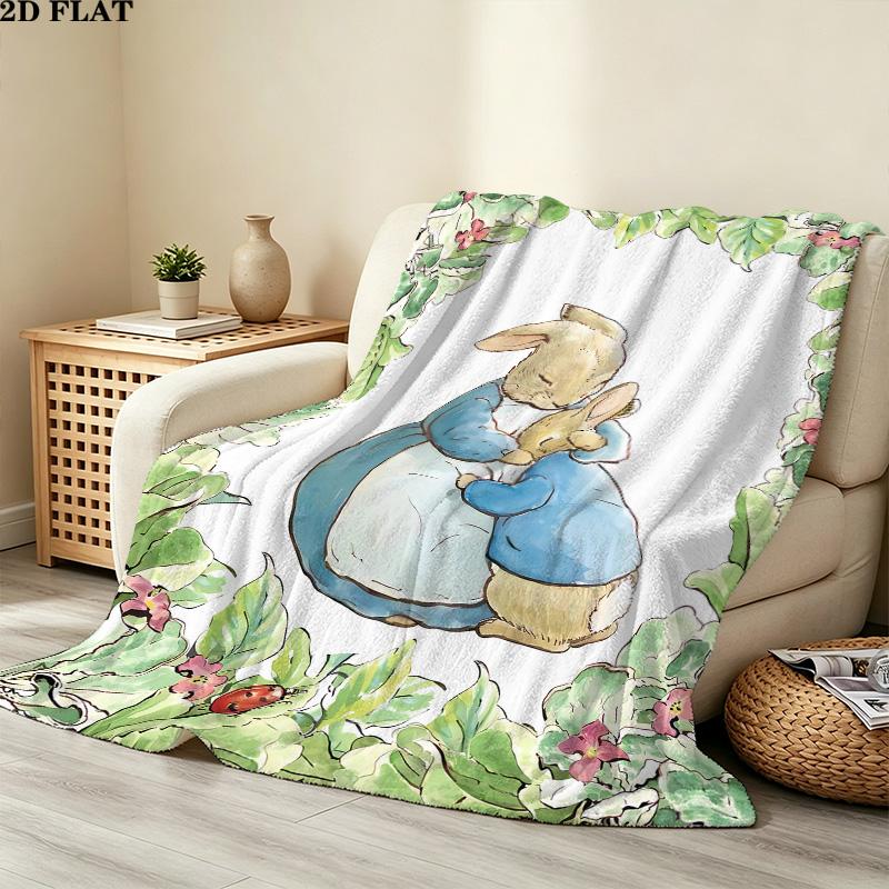 1PC Peter Rabbit Patterned Flannel Blanket Suitable For All Seasons For Home Decor Warmth And Comfort Gifts Holiday Present