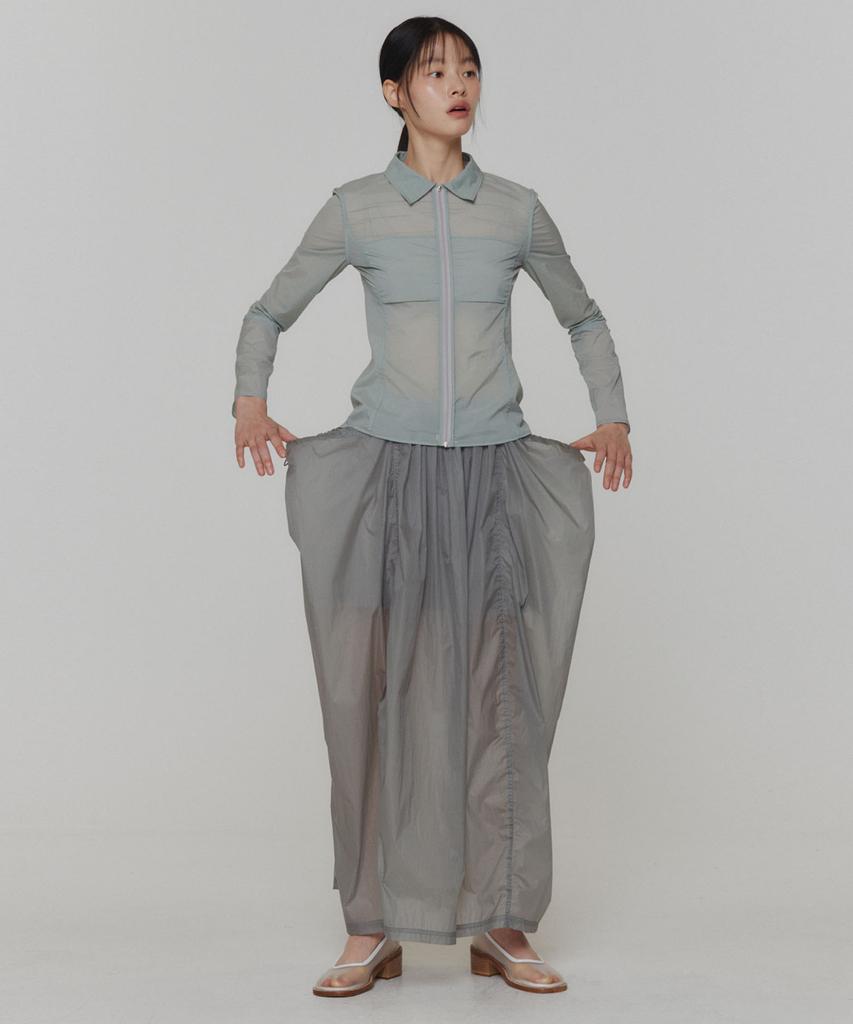 Amomento Layered Shirring Skirt_Grey