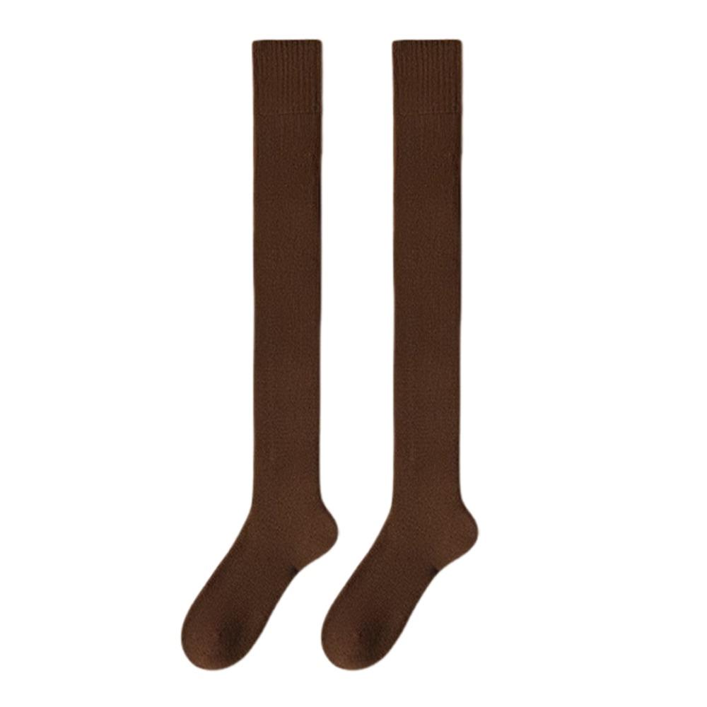 1 Pair Solid Color Women's Socks Thicken Over-Knee Socks Warm Thick Stockings Autumn and Winter