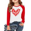 Футболки с длинным рукавом для девочек Love ко Дню святого Валентина, детские осенние топы с круглым вырезом, базовые футболки для детей 5-14 лет