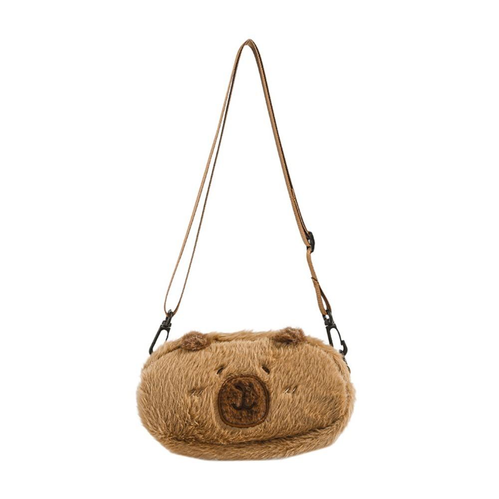 Animal French Bread Capibara Bag Large Capacity Plush Capybara Chest Bag  Outdoor