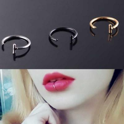 Модный Beanty 1PC Поддельный Пирсинг Губы Кольцо Украшения Для Тела Женщины Мужчины Нержавеющая Сталь Кольца-кольца Для Носа Губы Мода Панк