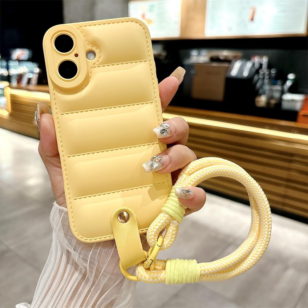 Пуховая куртка Ручной ремешок на запястье Чехол для For Iphone 16 1 14 13 Pro Max 12 11 X Xr Xs 7 8 Plus SE Шнурок Однотонный Мягкий чехол
