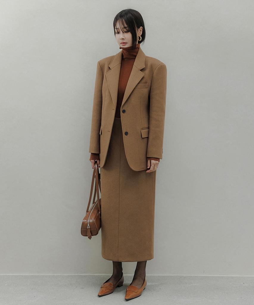 Memua Cielo Standard Wool Jacket & Skirt Set (Camel Beige) (Type B)