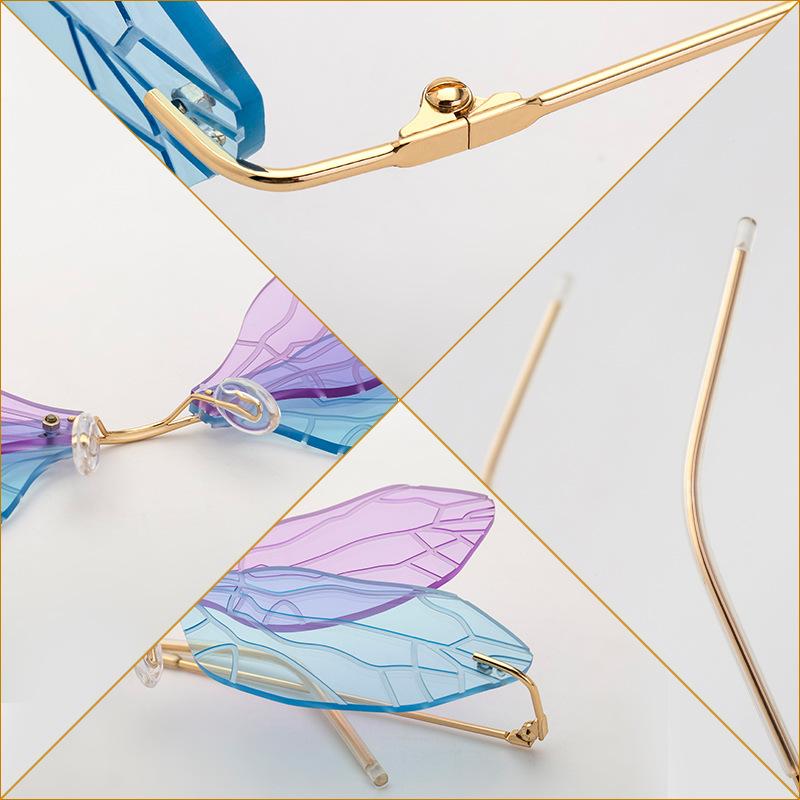 Солнцезащитные очки Dragonfly, женские дизайнерские солнцезащитные очки Wing, женские солнцезащитные очки Tide с двойными линзами для вечеринок и танцев, без оправы