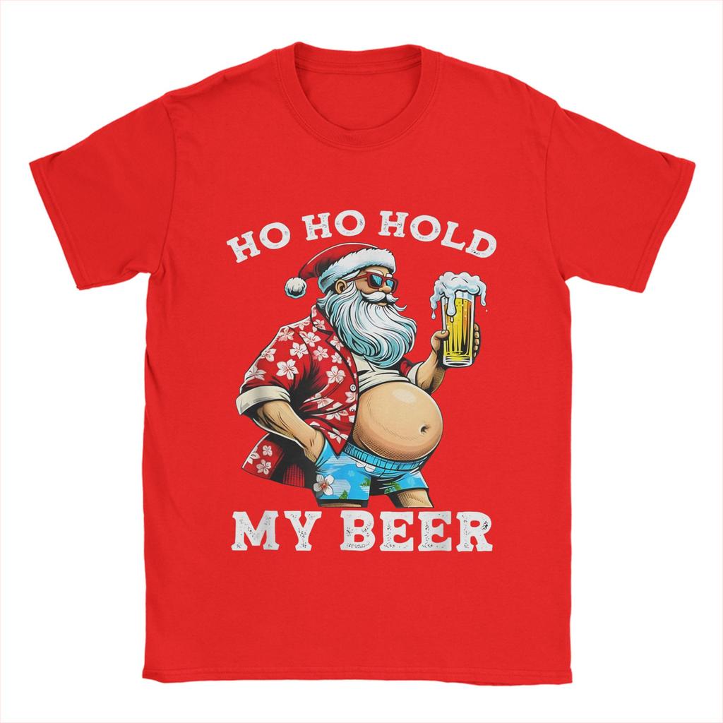 Christmas and beer T Shirts for Men 100% Cotton Novelty T-Shirt Round Collar Tee Shirt Short Sleeve Clothing Graphic