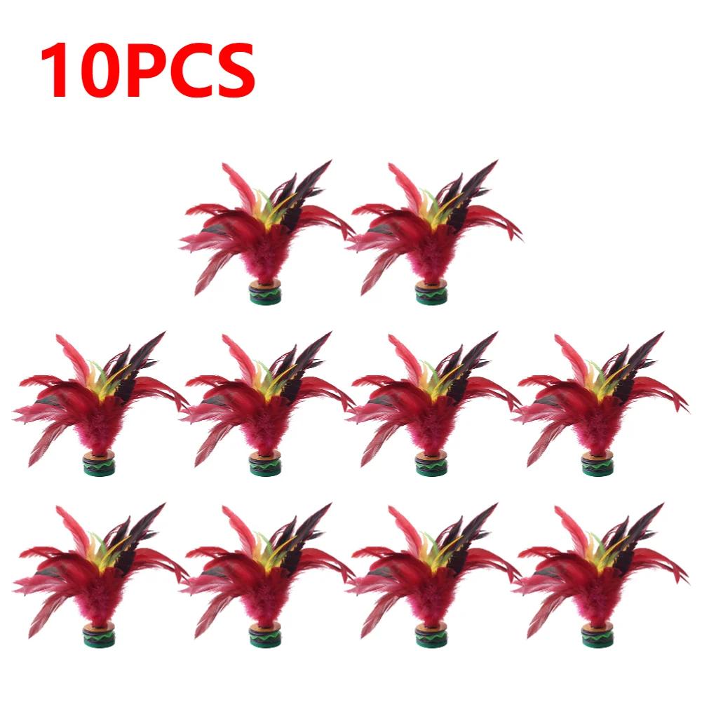 1-10pcs 20cm Feather Jianzi Colorful Feathers Shuttlecock Portable Foot Kick Handwheel Feather Shuttlecock Fitness Entertainment