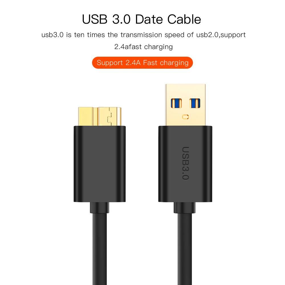 High Quality Gold plated External Hard Drive Data Cable USB 3.0 Type-A to Micro B Cord HDD