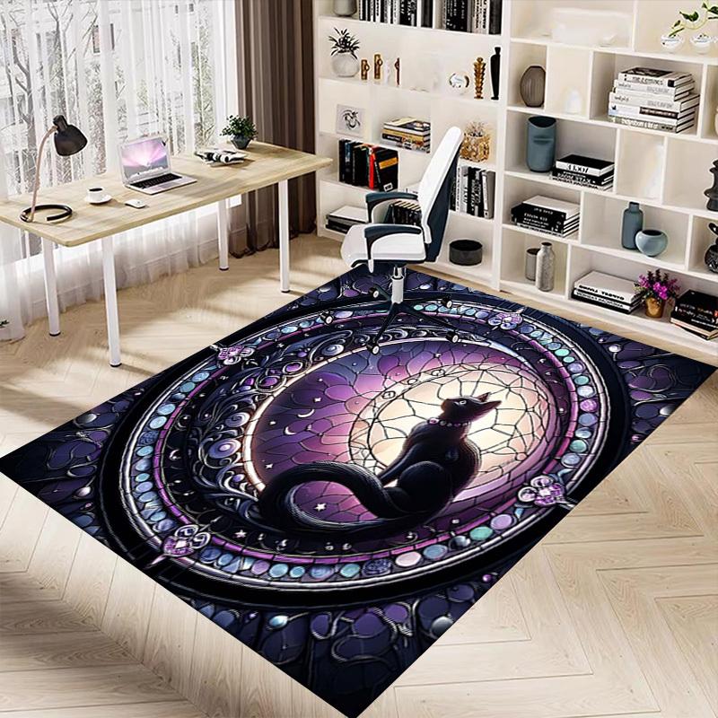 1PC Stained Glass Cat Extra Large Non Slip Floor carpet, Office, family, Studio   Large Area Rug Indoor Rugs, Bold Statement Piece