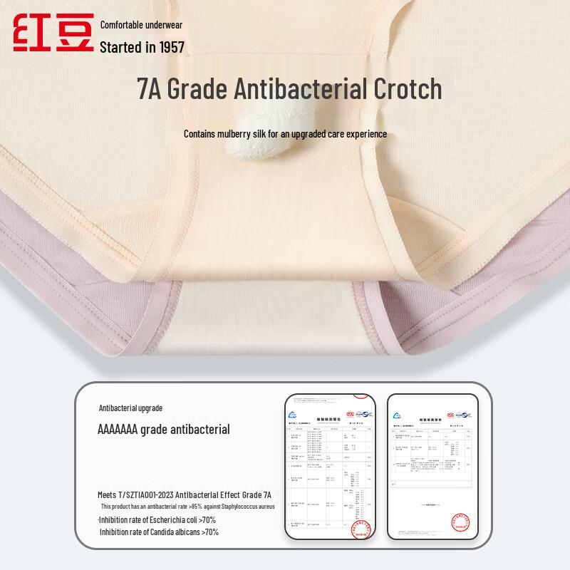 Hongdou Women's 7A Antibacterial Modal Silk Crotch Briefs 4-Pack