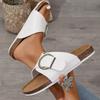 Fashion 2025 Brand Women's Shoes Basic Women's Slippers Fashion Belt Buckle Casual Slippers Women Summer Solid Plus Size Flat Slippers