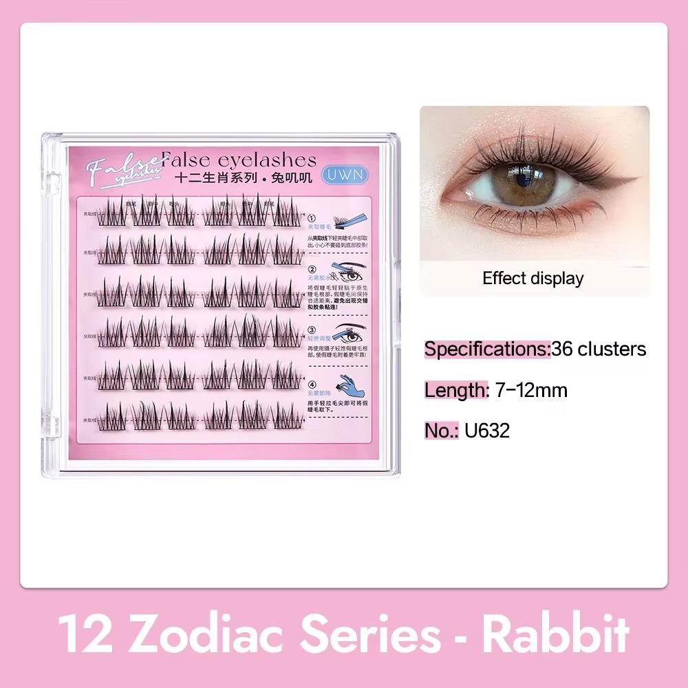 Press On Self Adhesive Cluster Lashes 12 Zodiac Series Individual Eyelash  DIY Eyelash Extension