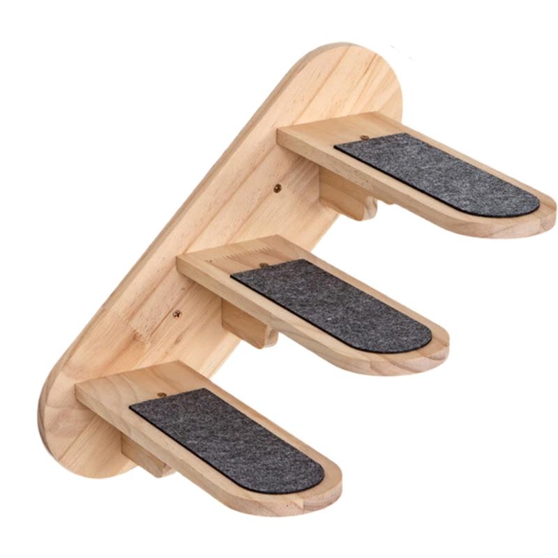 Угловая система полок для кошек Вертикальные полки-лестницы Пространство с усиленной деревянной панелью Надежная настенная установка