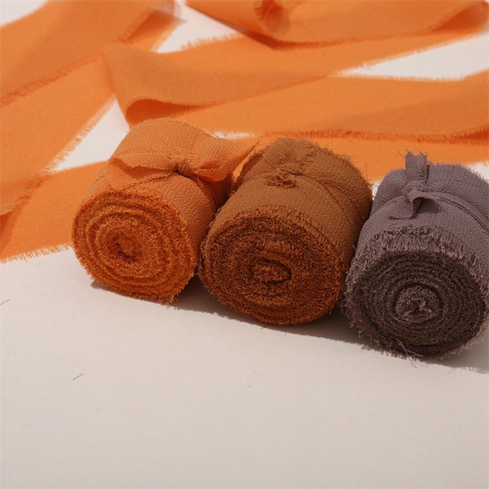 3 Rolls 5m Fringe Chiffon Silk Ribbon DIY Craft Hairy Chiffon Ribbon Wedding Invitations