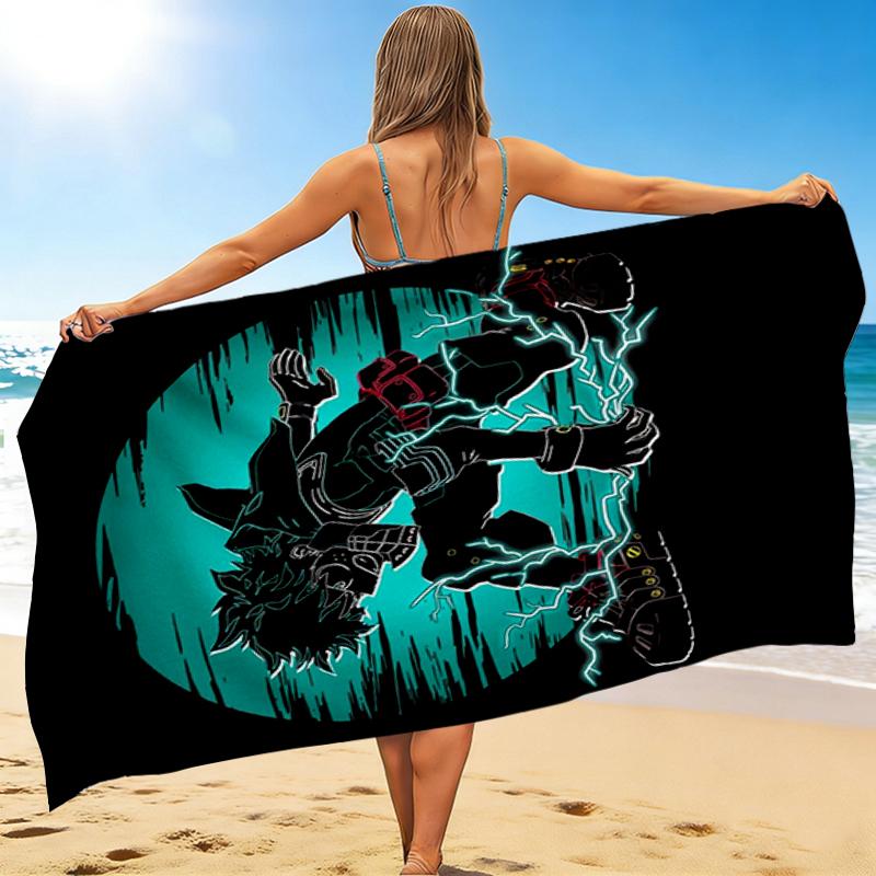 1Pc Superhero Moonlit Battle Beach Towel Quick Dry Multiuse For Beach Pool Gym Yoga Home Travel Christmas Halloween Xmas Gift El141