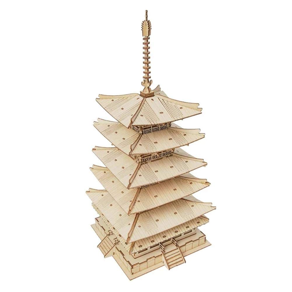 ROBOTIME Horyuji Five-Story Pagoda Wooden 3D Puzzle DIY Model Kit TGN02