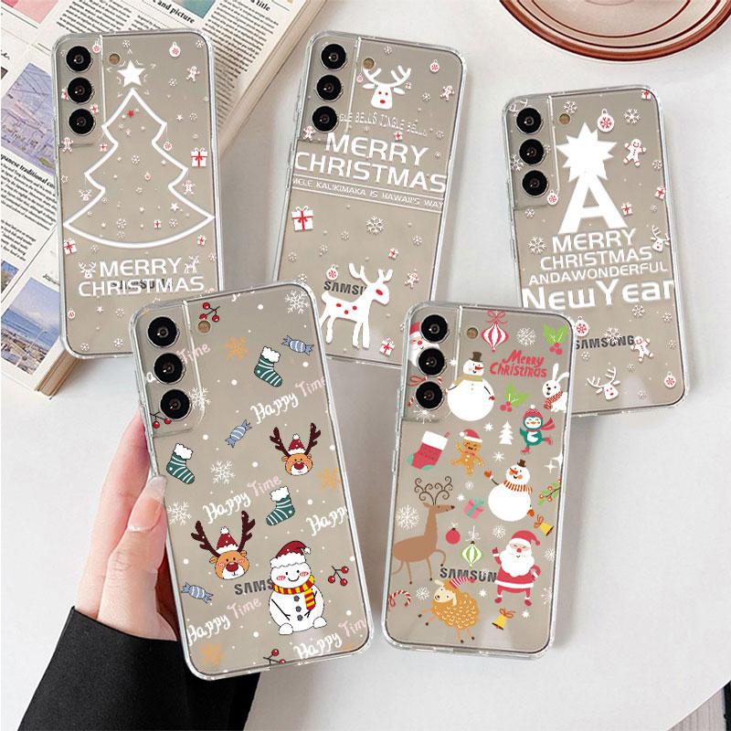 Прозрачный чехол для Samsung Galaxy S22 S20 FE S21 Plus S10 Lite S9 S8 S10e Note 20 Ultra 10 Lite 9, чехол для телефона Снеговик, Рождество