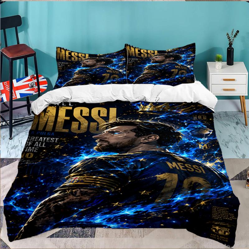 3PCS Argentina's Soccer Triumph Bedding set,Ideal for1pc Duvet Cover And 2pcs Pillowcases Perfect for Christmas gift,Ideal for Bedroom, Dormitory