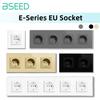BSEED Single EU Socket Double Power Outlets Triple Electric Sockets Crystal Glass Wall Socket White Black Gold Gray 16A E Series