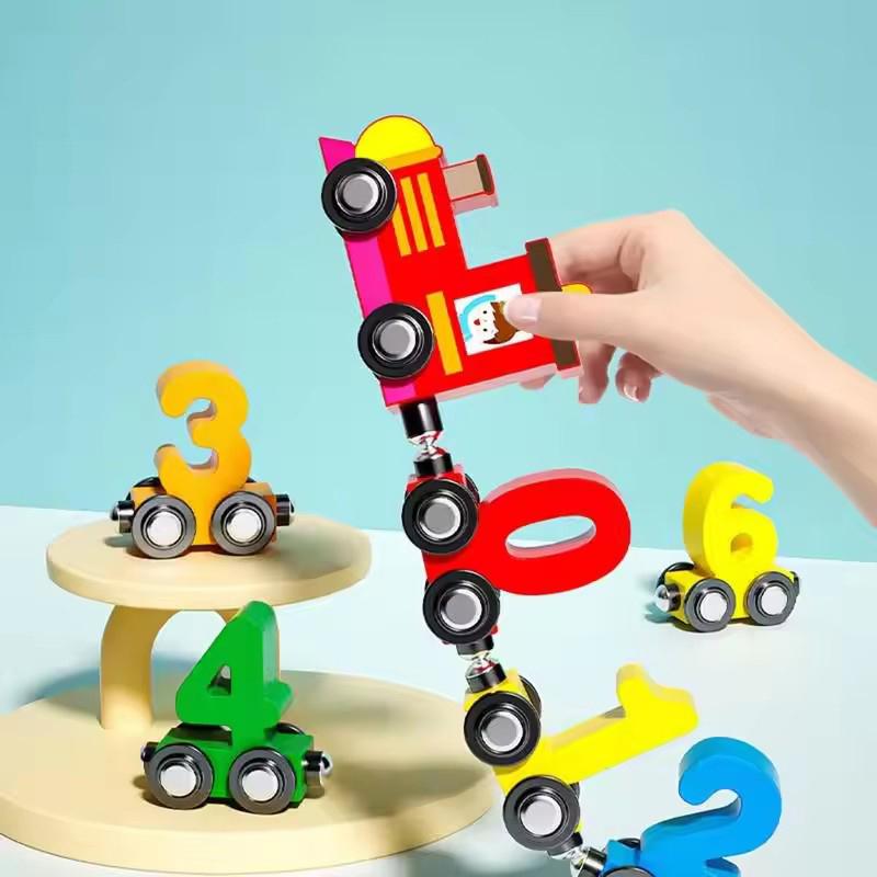 Набор поездов для малышей Магнитный цифровой пазл с поездом Деревянный набор поездов для малышей Поезда с числами Обучающие мероприятия Образовательные