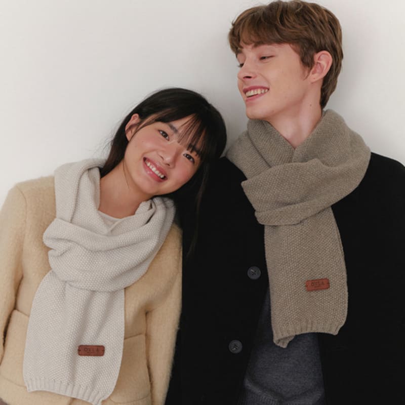 OVLA cashmere wool blended waffle muffler_4colors MF011