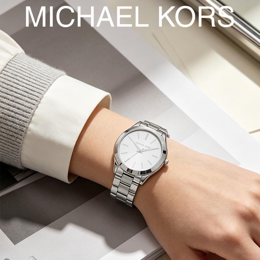 MICHAEL KORS Slim Runway Women's Quartz Watch Silver Dial Stainless Steel Strap 42mm MK3178