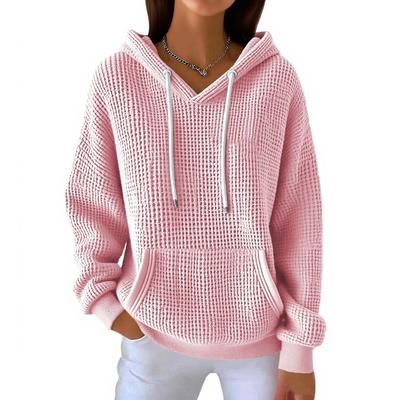 Женский модный повседневный однотонный свитшот с длинными рукавами