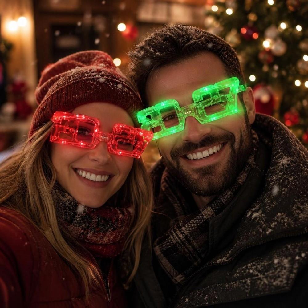 Funny 2027 LED Glow Glasses Square Shape New Year Party Glasses Christmas Party