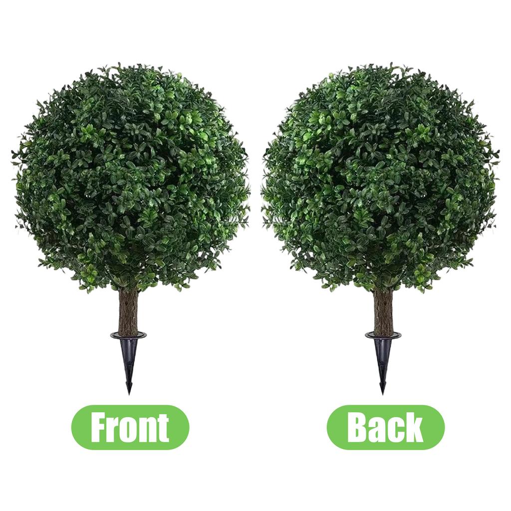 Artificial Topiary Ball Plant with Ground Stake Realistic Plastic Leaves Durable Outdoor Decorative Garden Ornament for Lawn Patio