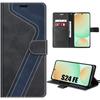 Protective Case - BOOLING - for Samsung Galaxy S24 FE - Black-Blue PU Leather - Semi-rigid - Two-tone