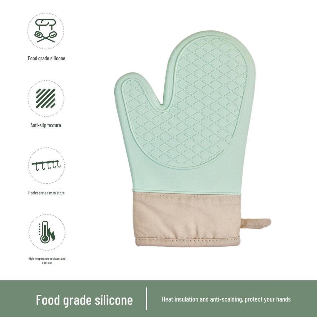 Thickened Non-Slip Silicone Kitchen Oven Gloves: Heat-Resistant and Anti-Scald Baking Mitts