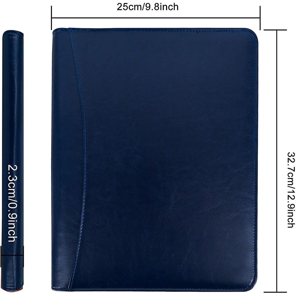 Бизнес-портфель на молнии Padfolio из искусственной кожи Папка для собеседования Резюме Органайзер для юридических документов с коричневым буфером обмена формата А4