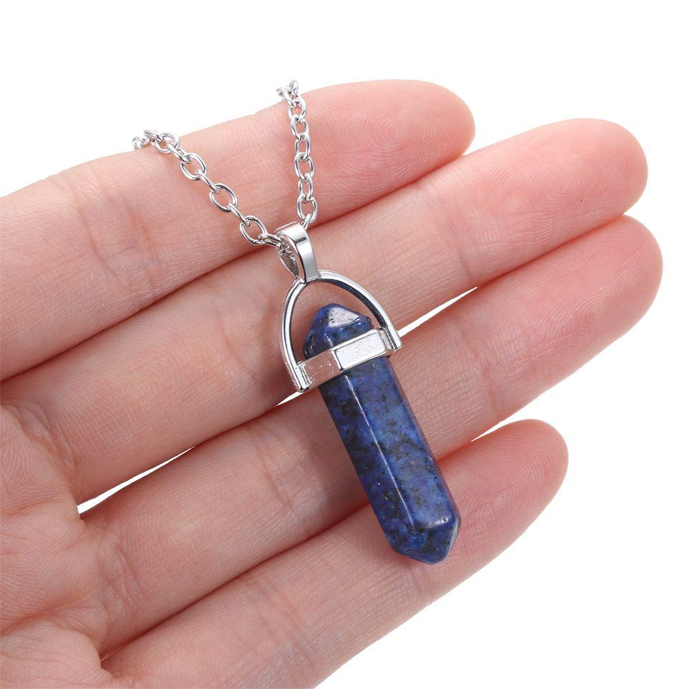 Plated Chakra Hexagonal Jewelry Accessories Stone Pendant Natural Crystal Necklace Quartz chain