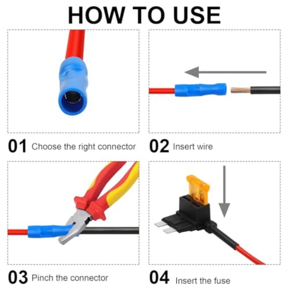 4 Types Low Profile Mini Fuse Taps Upgraded Fuse Adapter Jumper for Cars Trucks