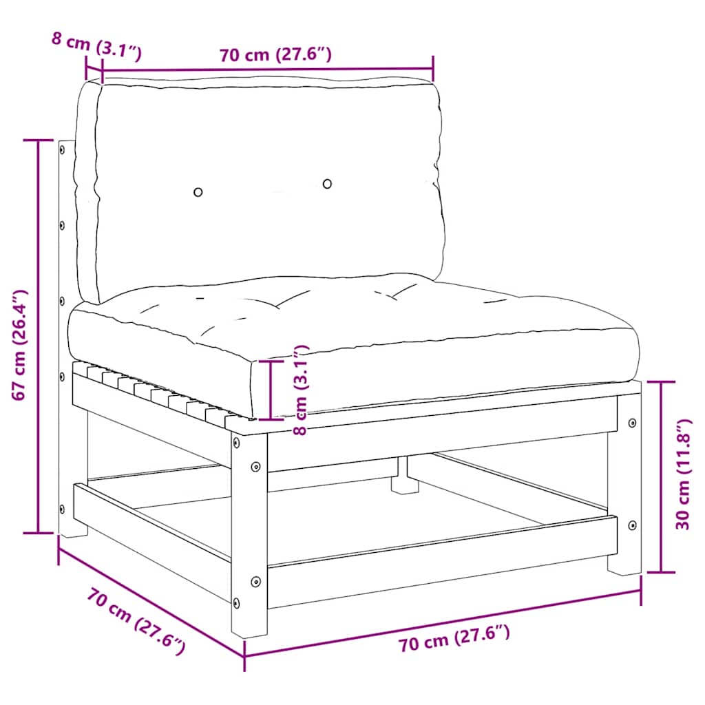 2 Piece Garden Lounge Set with Cushions Solid Pine Wood