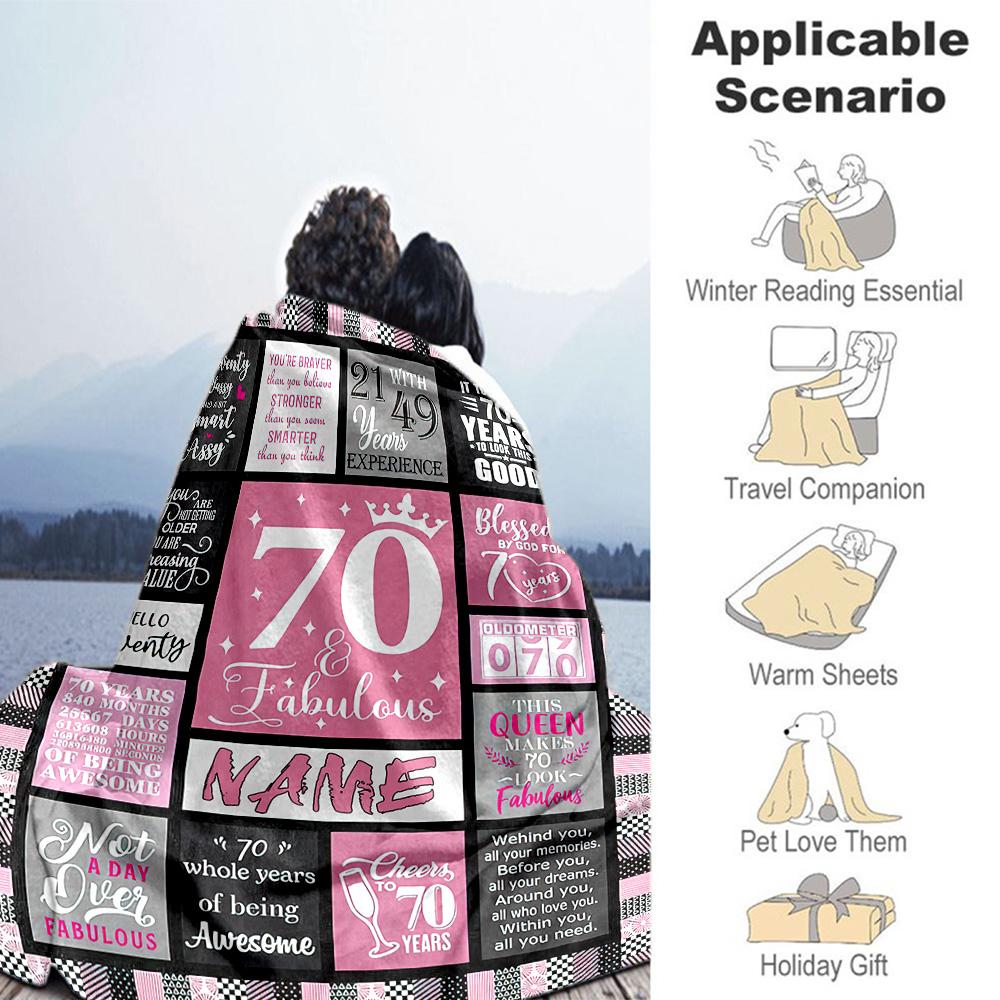 Birthday Customize Text Blanket Lightweight Personalized Blanket Soft & Cozy Throw For Bedding Chair Nap Bed for All Occasions