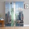 Современные шторы «Нью-Йорк Ночь» для гостиной, прозрачные тюлевые шторы для окон, аксессуары для спальни, декор