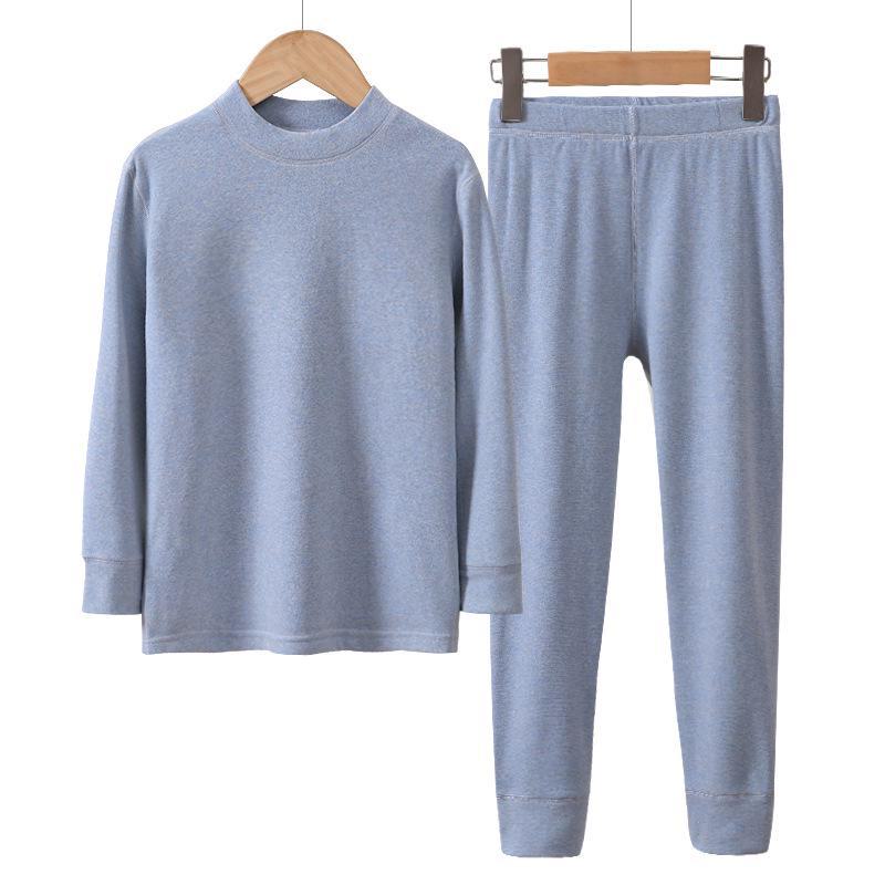 Детский комплект термобелья: Верх и низ с полувысоким воротником, средние и большие размеры, осенне-зимняя пижама, удобная для холодной погоды.