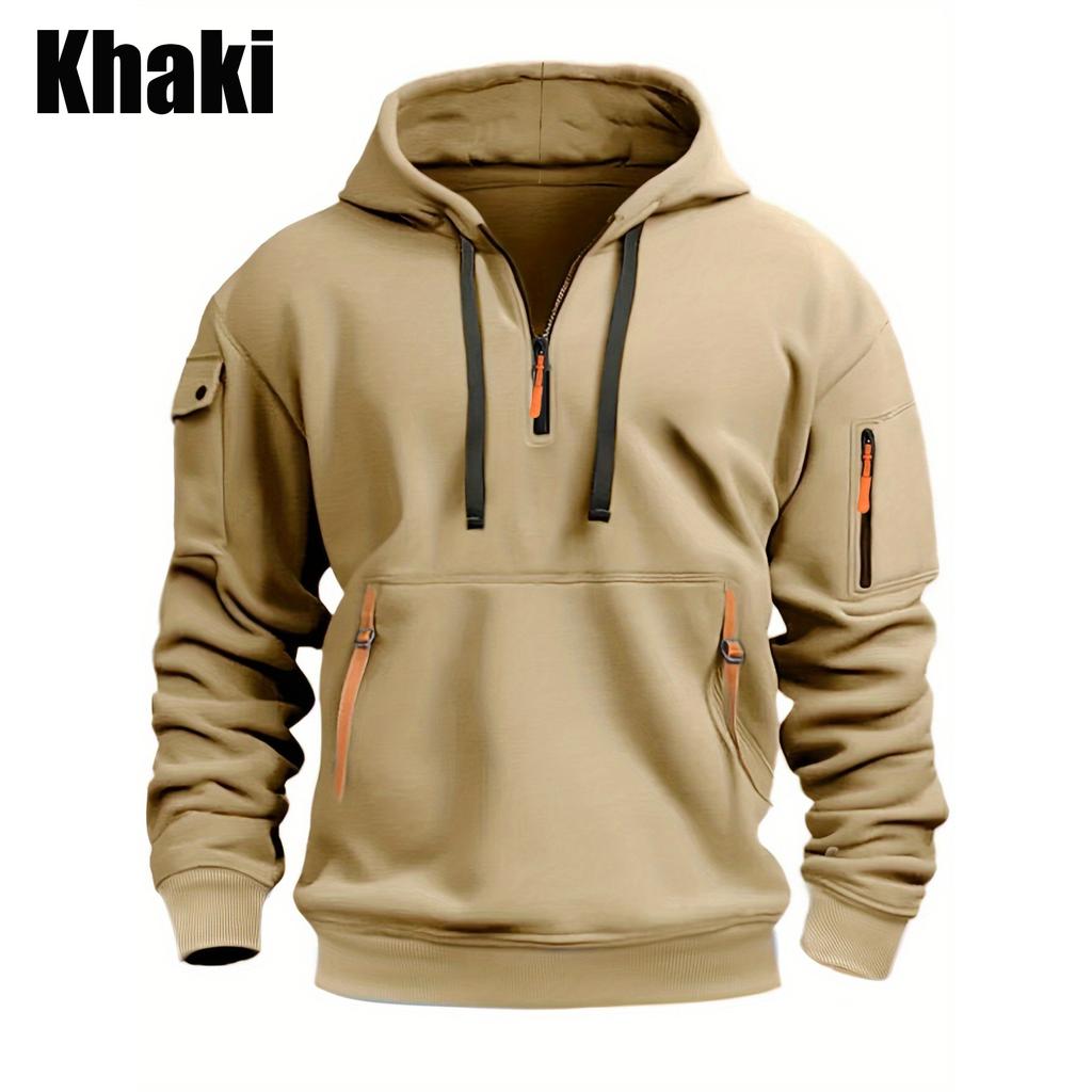 Men's Hoodie Quarter Zip Hoodies Hooded Plain Pocket Sports&Outdoor Streetwear Cool Casual Spring & Fall Clothing Hoodies Sweatshirts Men's Coats