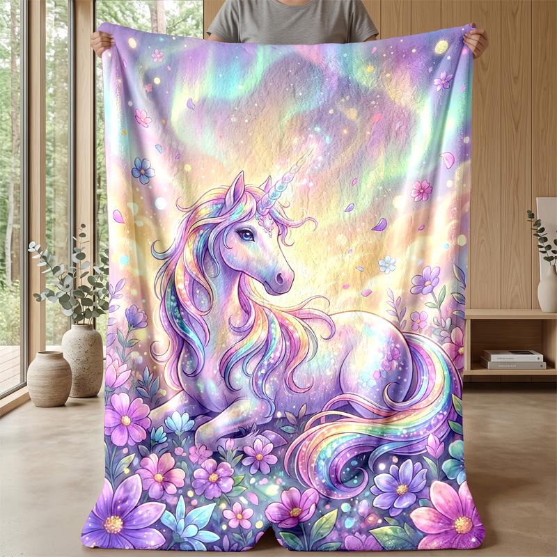 Fantasy Mermaid with Unicorn Theme blanket Lightweight Warm Flannel Blanket Decorative Throw Blanket for Home Decoration