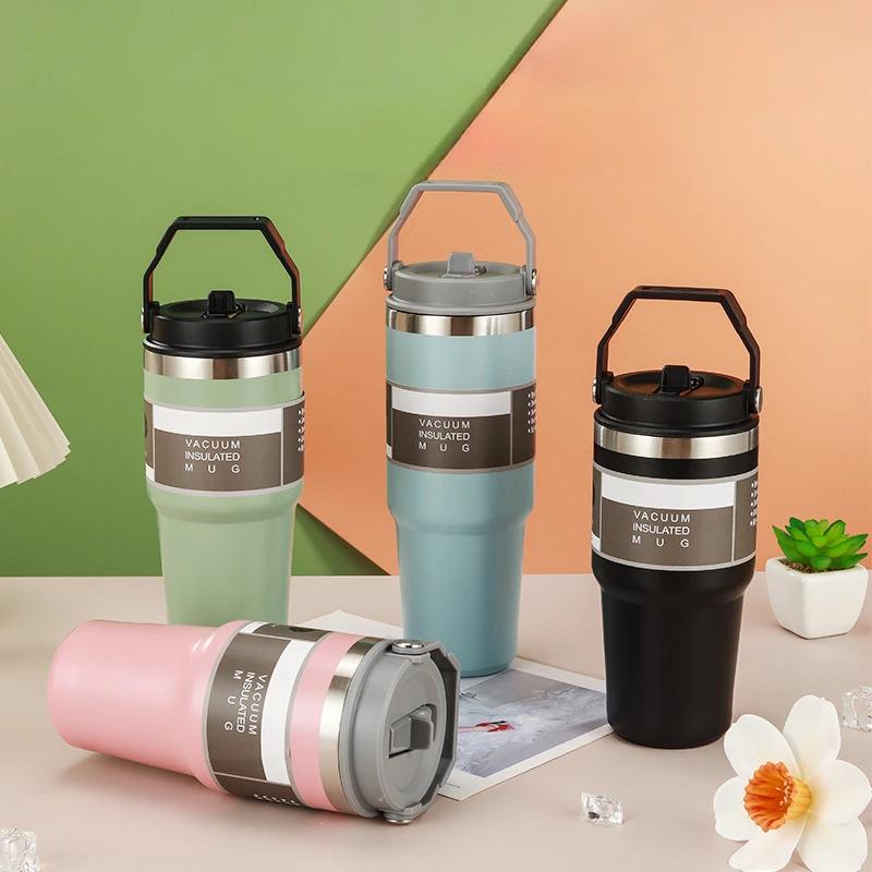 Portable Thermal Coffee Cup To Carry High Capacity Mug Thermos for Hot Coffee Gym Water Bottle Stainless Steel Insulated Tumbler