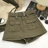 Женская юбка в корейском стиле Мини-юбка с высокой талией и поясом Короткая юбка-кюлот Уличная одежда Юбка-карго с большим карманом Шорты Мини-шорты с защитой от воздействия Юбка