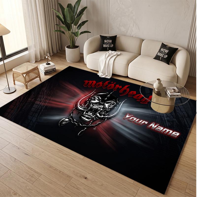 Personalized Crystal Velvet Carpet Motorhead Pattern Non Slip Floor Rug