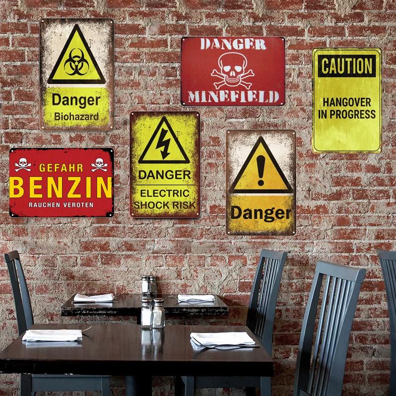 Caution Metal Tin Sign Vintage Metal Plaque Warning Slogan Retro Metal Posters Plate Signs Door Factory Home Wall Decor