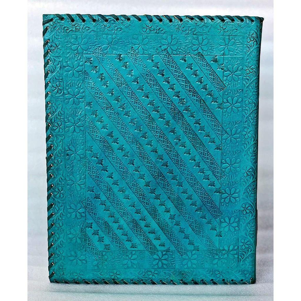 Журнал Fat Leather на 600 страниц, большой, из семи камней, кожаный блокнот, журнал, пустая книга ручной работы, альбом для рисования, повседневное использование (Линованные страницы, бирюзовый цвет)
